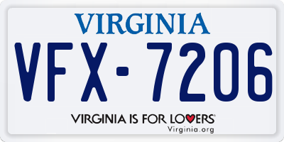 VA license plate VFX7206