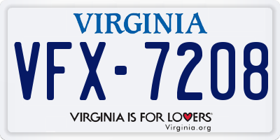 VA license plate VFX7208