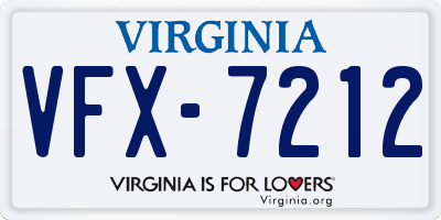 VA license plate VFX7212