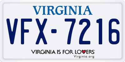VA license plate VFX7216
