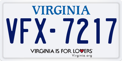 VA license plate VFX7217