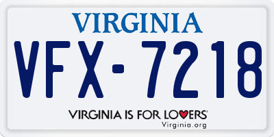 VA license plate VFX7218