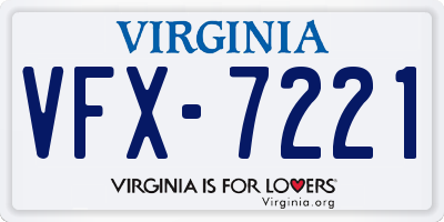 VA license plate VFX7221