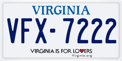 VA license plate VFX7222