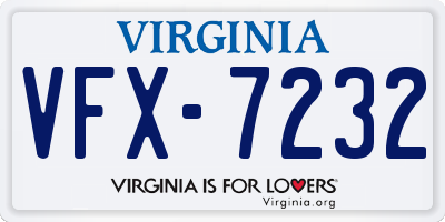 VA license plate VFX7232