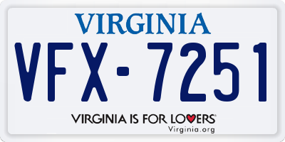 VA license plate VFX7251