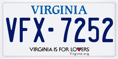 VA license plate VFX7252