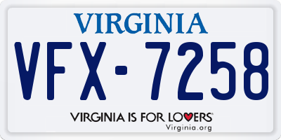 VA license plate VFX7258
