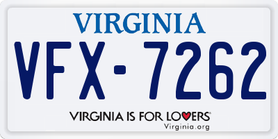 VA license plate VFX7262