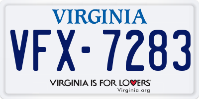 VA license plate VFX7283