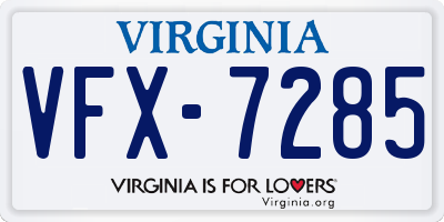 VA license plate VFX7285
