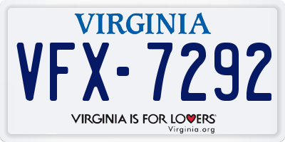 VA license plate VFX7292
