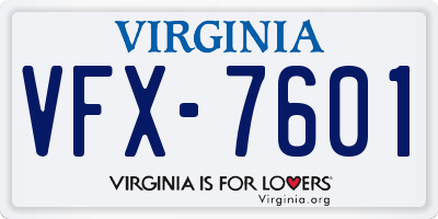 VA license plate VFX7601