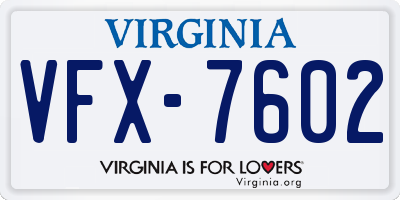 VA license plate VFX7602