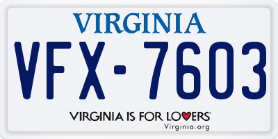 VA license plate VFX7603