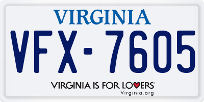 VA license plate VFX7605