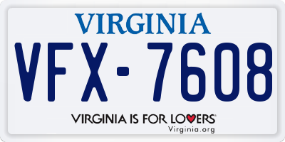 VA license plate VFX7608