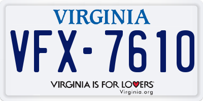 VA license plate VFX7610