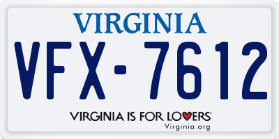 VA license plate VFX7612