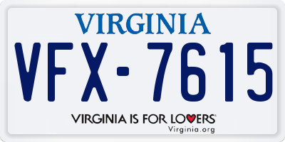 VA license plate VFX7615