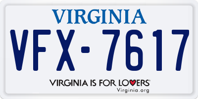 VA license plate VFX7617