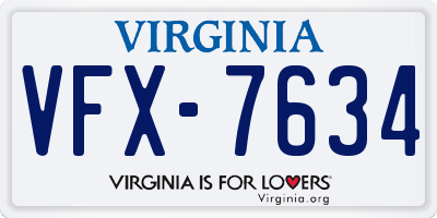 VA license plate VFX7634