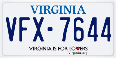 VA license plate VFX7644