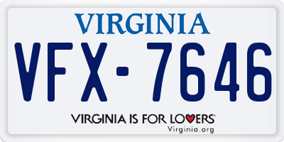 VA license plate VFX7646