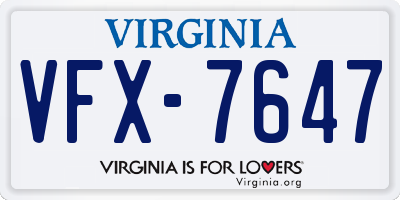 VA license plate VFX7647