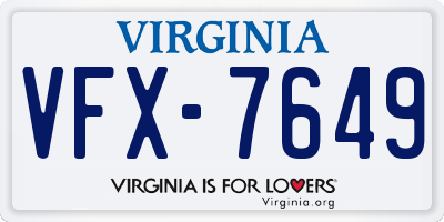 VA license plate VFX7649