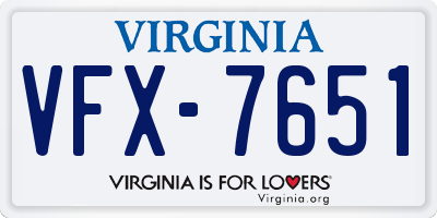 VA license plate VFX7651
