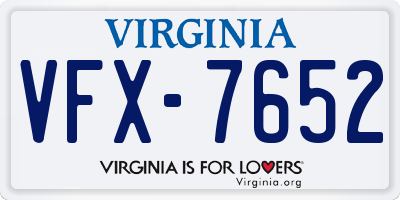 VA license plate VFX7652