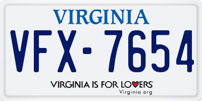 VA license plate VFX7654