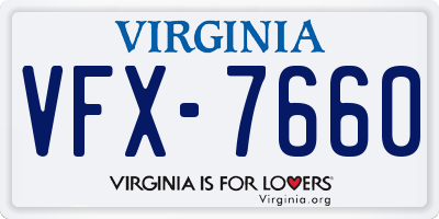 VA license plate VFX7660