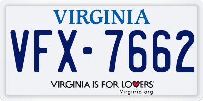 VA license plate VFX7662