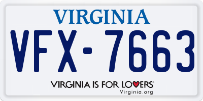 VA license plate VFX7663