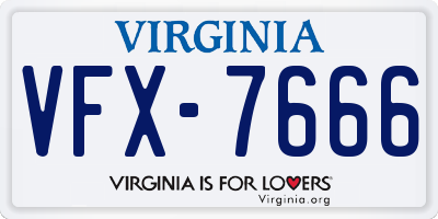 VA license plate VFX7666