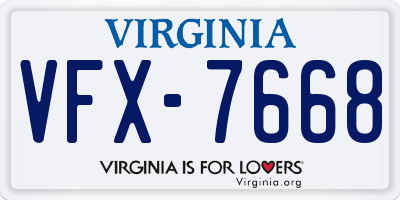 VA license plate VFX7668