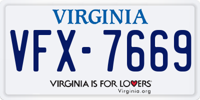 VA license plate VFX7669