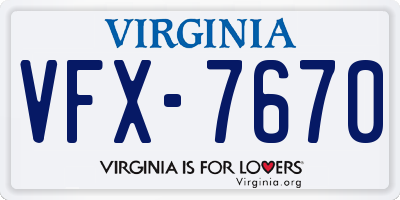 VA license plate VFX7670