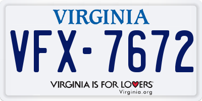 VA license plate VFX7672