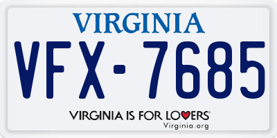 VA license plate VFX7685