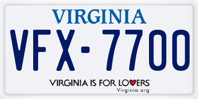 VA license plate VFX7700