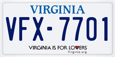 VA license plate VFX7701