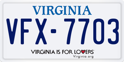 VA license plate VFX7703