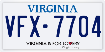 VA license plate VFX7704