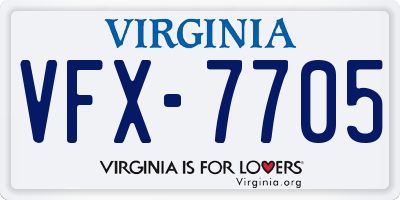 VA license plate VFX7705