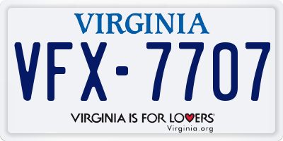 VA license plate VFX7707