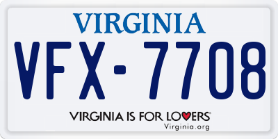 VA license plate VFX7708
