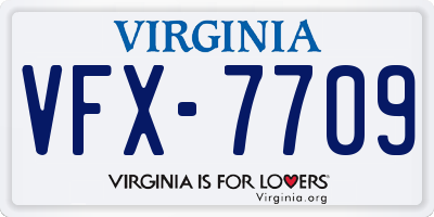 VA license plate VFX7709